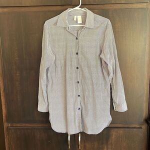 Anne Cole Signature Navy Blue & White Striped Light Weight Cotton Tunic Medium